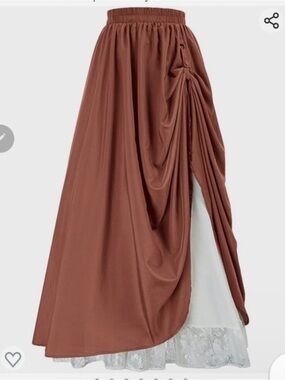(XL) Scarlet Darkness Renaissance Layered Long Skirt Copper Brown Extra Large